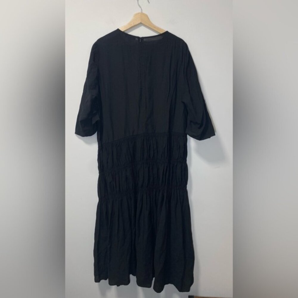 NWT - FibFlx Organic Cotton Tiered Long Sleeve Maxi Dress Black – Size L - Picture 3 of 9